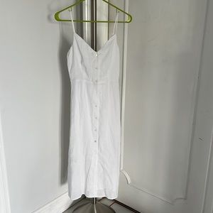NWOT | White Mid-length Linen Button Up Dress